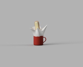 cup milk art savoiardi biscuit sculptures 3d print model - Mito3D