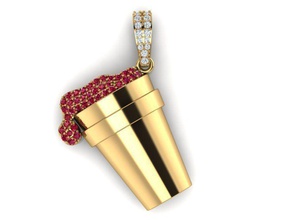 cup pendant gold diamond jewelry rhino matrix 3d cad pendants 3d print model - Mito3D