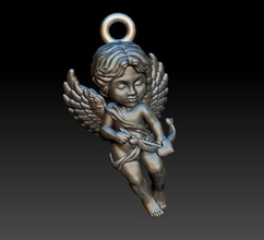 cupid angel pendant 3d print model statue wing valentine cherubim religiou holly printing charm boy jewelry pendants jewish cherub statuette valentines day binocular 3d print model - Mito3D