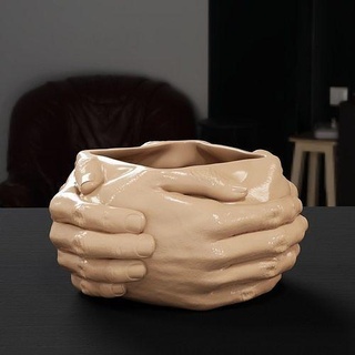 cupped hands plant pot drainage hand shaped flower flowerpot furniture decoration house decor 3d print model - Mito3D