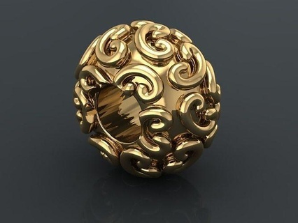 curl pattern charm gold jewelry art luxury silver printable charm bead jewellery jewel metalwork decoration engagement  3d print model - Mito3D