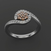 courbe bague bijoux platine gemme luxe brillant imprimable anneaux 3d print model - Mito3D