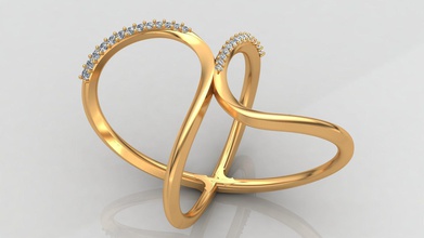 curvo cruz 2 face de ouro, anel diamante jóias ouro a moda pessoas humanos printable jóia o engajamento gem estilo mulher garota casamento anéis 3d print model - Mito3D