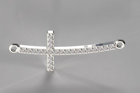 gebogen Kreuz Edelsteine Anhänger Halskette Schmuck Gold Silber druckbar Juwel Sterling brillant Diamant Mode Schönheit Halsketten 3d print model - Mito3D