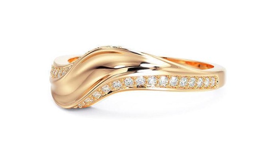 curvado ouro anel diamantes imprimível diamante Casamento cafajeste moda joalheria prata noivado argolas 3d print model - Mito3D