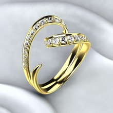 curved golden diamonds ring jewelry diamond luxury wedding engagement marriage printable jewel gold love celebration birthday valentine rings 3d print model - Mito3D