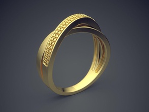 curvado anel cad 5941 brilhante cafajeste projeto diamante noivado gema ouro jóia jóias platina imprimível argolas prata casamento joalheria 3d print model - Mito3D