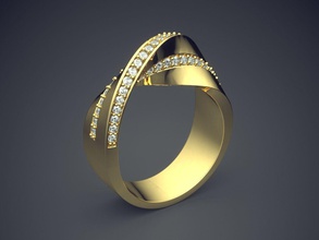 curvo anillo minúsculo diamantes cad 5175 brillante canalla diseño diamante compromiso joya oro joyería platino imprimible anillos plata Boda 3d print model - Mito3D