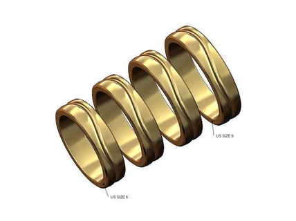 curved split cigar fashion band us sizes 6to9 carved ring fluted jewelry gold silver printable jewellery grooved men stacker stackable luxury statement 3d model rings 3d print model - Mito3D