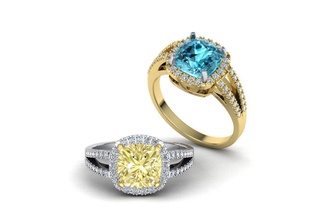 Kissen 8x8 ring Schmuck gem cut kaufen 3d Modell Diamanten Juwel engagement Smaragde Edelsteine Facetten diamond Ringe 3d print model - Mito3D