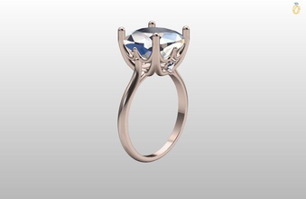woman cushion ring gold diamond arabic jewel jewelry fashion love rings stone cad 3dprint 3d print model - Mito3D