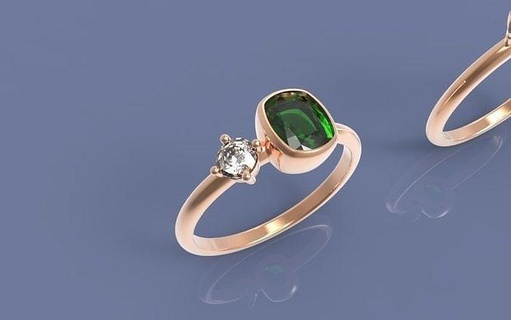 coussin facette diamant bague bijoux platine gemme précieux luxe or mariage argent imprimable anneaux 3d print model - Mito3D