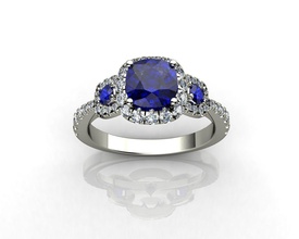 cuscino tagliare blu zaffiro diamante fidanzamento squillare gioielleria bianca nozze anelli moda gemma stampabile argento brillante engagement oro diamant 3d print model - Mito3D