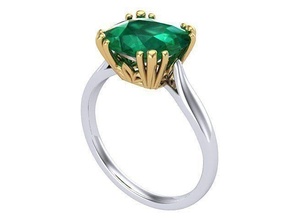 amortiguar cortar esmeralda compromiso anillo dorado plata joyería joya anillos 3d print model - Mito3D
