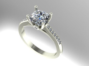 taille coussin bague de fiançailles bijoux l'engagement imprimable en diamant le les anneaux 3d print model - Mito3D