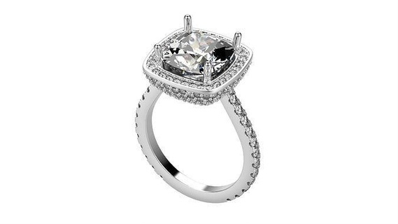 cushion cut halo engagement ring size jewelry wedding diamond rings 3d print model - Mito3D