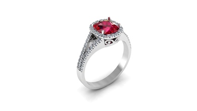 taglio cuscino anello di rubino e diamanti gioielli i diamondo gemma il cut gioiello ruby gemme diamante preziosi pietre preziose smeraldi tagli sfaccettature oro anelli 3d print model - Mito3D