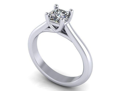 cuscino tagliare solitario Fidanzamento anelli corrispondenza gruppo musicale squillare diamante diamanti gioielleria platino oro stampabile brillante gioiello moda accessorio 3d print model - Mito3D