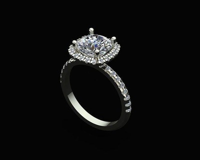 coussin diamant bague bijoux luxe carat brillant gemme or anneaux 3d print model - Mito3D