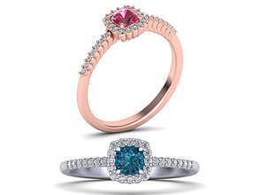 coussin d'anneau de diamant imprimable 3dmodel bijoux les anneaux bague en ruby le saphir précieux anneau l'engagement shining états-unis canada brillant l'europe 3dprinting joyau or fiançailles cad halo 3d print model - Mito3D
