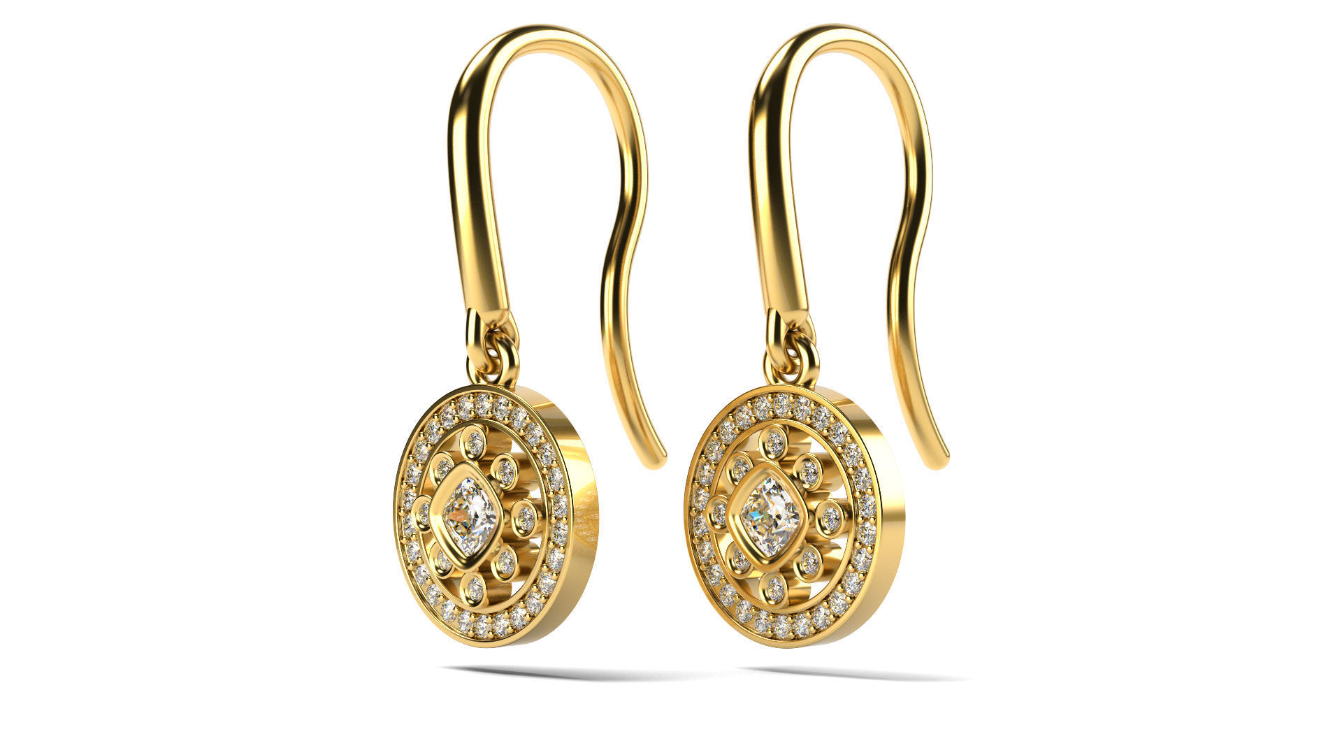 cushion diamond stud earrings jewelry jewellery 3D print model - Mito3D