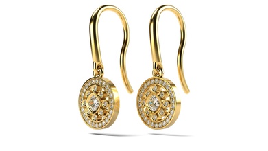 cushion diamond stud earrings jewelry jewellery 3d print model - Mito3D