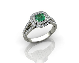 cojín de esmeralda anillos la joyería oro el diamante blanco anillo boda compromiso plata moda y belleza rhino cad platino piedras preciosas los 3d print model - Mito3D