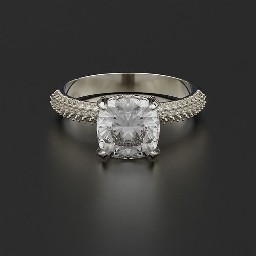 almofada noivado anel joalheria platina imprimível brilhante ouro diamante esterlina prata argolas 3D print model - Mito3D