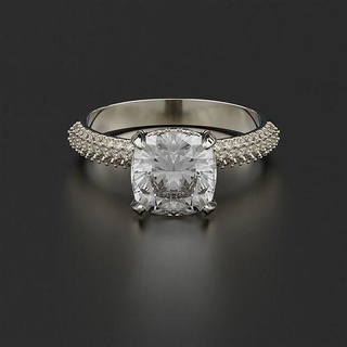 Kissen Engagement Ring Schmuck Platin druckbar brillant Gold Diamant Sterling Silber Ringe 3d print model - Mito3D