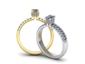 Kissen Edelstein-Verlobungsring n0267 Schmuck engagement ring 3dmodel Diamant-ring theknot Hochzeit 3dring usa Kanada Europa cad bedruckbar ist Versprechen Ringe 3d print model - Mito3D