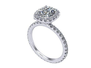cushion halo diamond engagement ring diamonds golden silver jewelry rings 3d print model - Mito3D