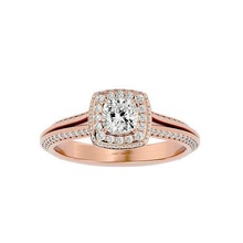 coussin halo solitaire mariage engagement bague 360 vue bijoux bande femme or diamant anneaux femmes imprimable 3d print model - Mito3D