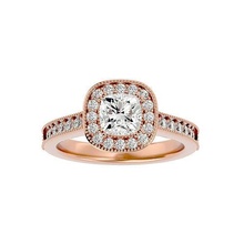 coussin Halo solitaire mariage engagement bague 360 vue bijoux bande femme or diamant anneaux femmes 3d print model - Mito3D