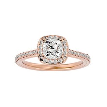 coussin Halo solitaire mariage engagement bague 360 vue bijoux bande femme or diamant anneaux femmes 3d print model - Mito3D