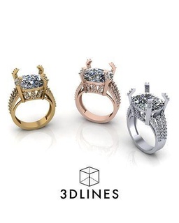 coussin bijoux bague platine conception art or imprimable argent anneaux bijou diamant luxe mode gemme designer mariage engagement brillant carat 3d print model - Mito3D