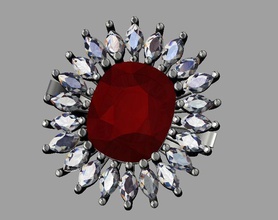 cojín marquesa anillo la joyería el diamante de piedras preciosas ruby esmeralda zafiro marquisering cushionring plata oro imprimible 3dprint los anillos 3d print model - Mito3D