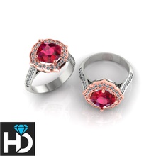 cushion pave ring-knife edge-Schaft Schmuck engagement Luxus Kissen ring Diamanten Ringe 3d print model - Mito3D