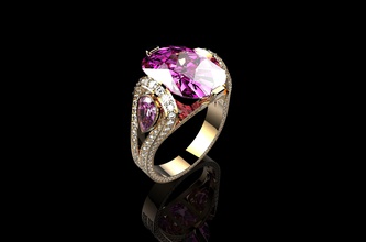 cushion pink sapphire ring diamond halo 18k jewelry gold sterling silver engagement jewellery wedding fashion beauty jewel rings 3d print model - Mito3D