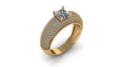 anel de amortecimento jóias almofada retângulo diamante anéis printable sterling jóia o engajamento sólida imprimir solitaire casamento 3d print model - Mito3D