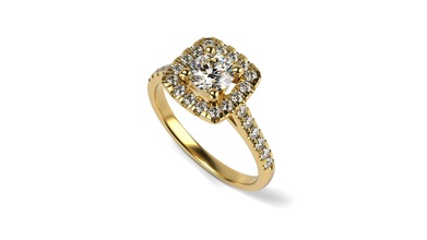 cuscino a forma di halo anello fidanzamento gioielli oro gemma bianco gioiello stampabile diamanti brillante anelli 3d print model - Mito3D