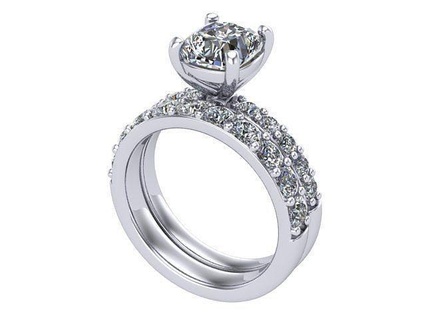 cuscino piazza tagliare diamante nozze impostato diamanti d'oro argento gioielleria squillare anelli 3d print model - Mito3D