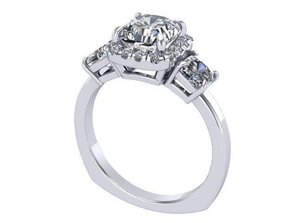 cushion square stone diamond ring diamonds golden silver jewelry wedding rings 3d print model - Mito3D