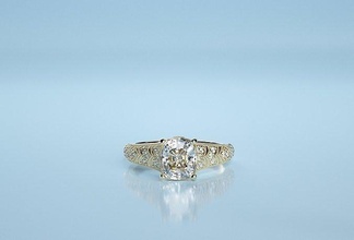 almofada quadrado pedra dourado noivado anel diamante joalheria prata argolas 3d print model - Mito3D