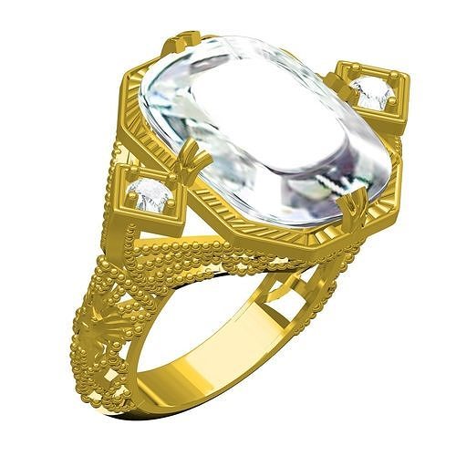 Yastık taş Sanat deko nişan yüzük KADIN takı mücevher moda altın gümüş 3d cad tasarım yazdırılabilir özelleştirmek elmas düğün yüzükler 3D print model - Mito3D
