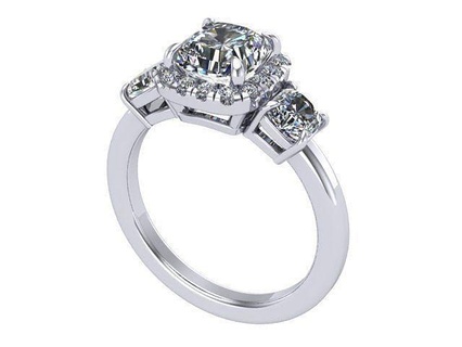 cuscino calcolo squillare diamanti d'oro argento gioielleria anelli 3d print model - Mito3D