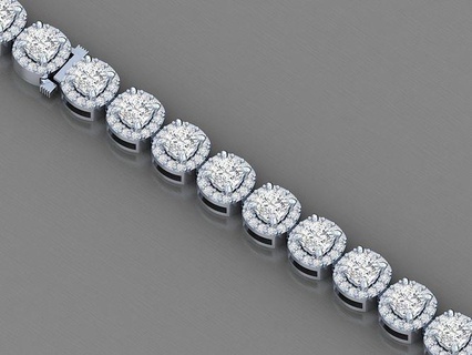 Douane 0 50 carat coussin solitaire diamant bracelet gemme imprimable or bijoux modèles brillant Princesse ouro fermoir bracelets émeraude 3d print model - Mito3D