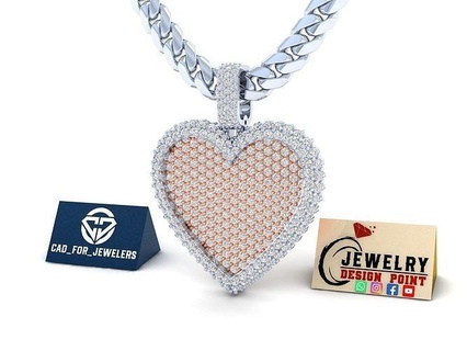 custom 3d heart pendant - round diamond bubble ice custom3d 3dcustomheart 3dheart heartmodel heartnew heartcustom jewelry gold silver jewel pendants 3d print model - Mito3D