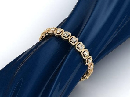 Douane baguette diamant bracelet 3d impression modèle bijoux bague pendentif Collier mode chaîne diamants anneaux argent or hip conception imprimable bracelets 3d print model - Mito3D