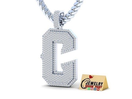 custom c pendant double layer - z letters cursive alphabets letter two tone pendants jewelry jewellery customletters diamond pendnat alphabet 3d print model - Mito3D