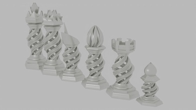 custom chess pieces chessset customchess printable game board print king queen strategy rook knight pawn toy bishop boardgame games toys 3d print model - Mito3D